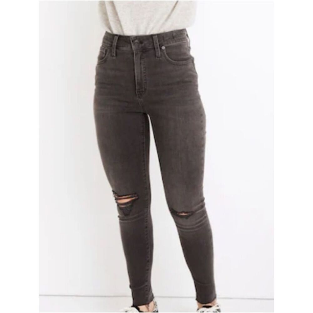 Madewell Curvy High RiseWashed Black Distressed Jeans